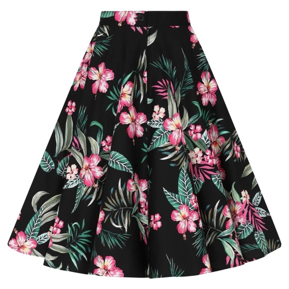 Hell Bunny Kalani 50’s Tropical Flower Pinup Swing Skirt 2X — fits 1X - Picture 13 of 15